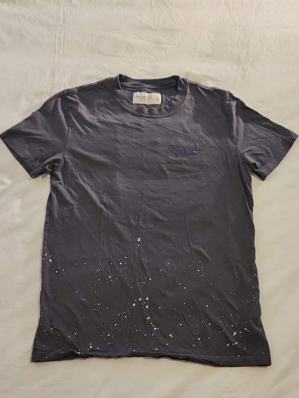 Abercrombie & Fitch Men's Gray Soft A&F Tee w/ Splatter Detail